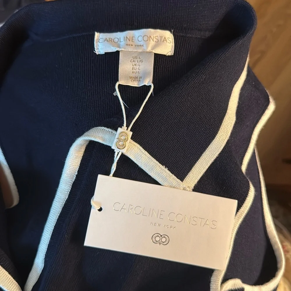 NEW💙Caroline Constas Navy/Cream Collared Tank - Picture 3 of 3